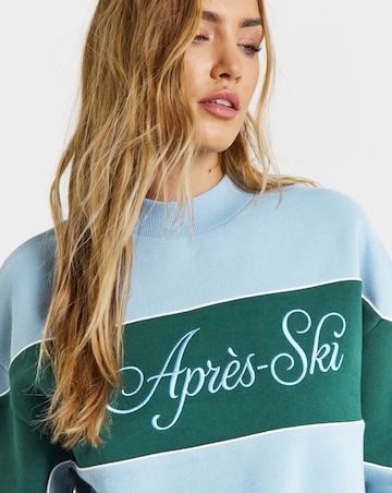 Simply Be Blue Apres Ski Graphic High Neck Sweatshirt