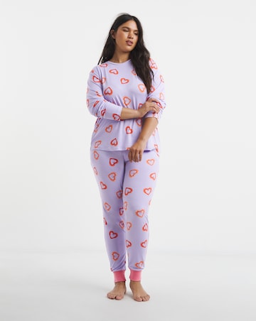 Chelsea Peers Classic Crew Neck Pyjama Set Shrimp Heart Print