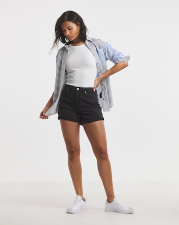 Simply Be Washed Black Authentic Denim Loose Mom Short