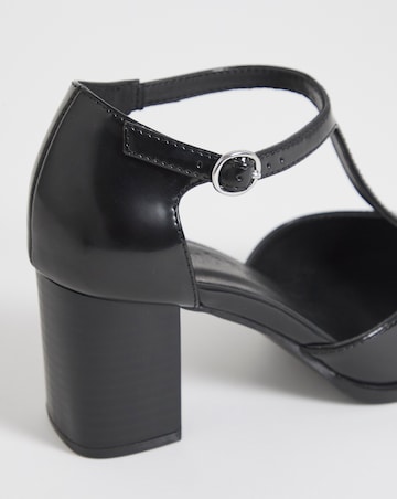 Cora Two Part T Bar Heeled Shoes - Extra Wide Fit (EEE)