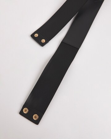 Black Lined Buckle Waist Stretch Belt