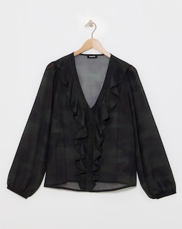 Georgette Sheer Ruffle Blouse