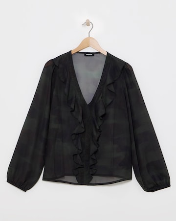 Georgette Sheer Ruffle Blouse