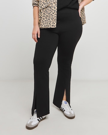 Black Ponte Skinny Split Hem Leggings