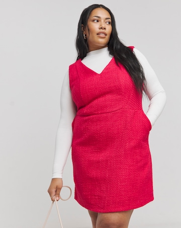 Pink Boucle Tailored Pinafore Dress