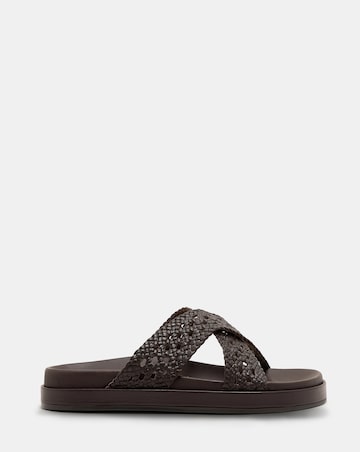 Nobodys Child Brown Weave Cross Strap Sliders - Standard Fit (D)