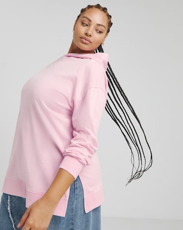 Pink Acid Wash Side Split Hoodie