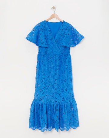 Lovedrobe Blue Lace Cap Sleeve Midaxi Dress
