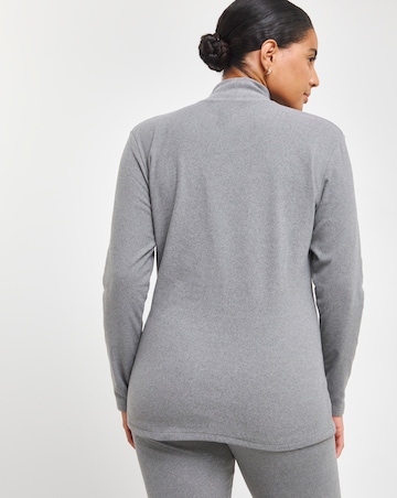 Pretty Secrets Thermal Brushed Fleece Turtle Neck Long Sleeve Top - Grey