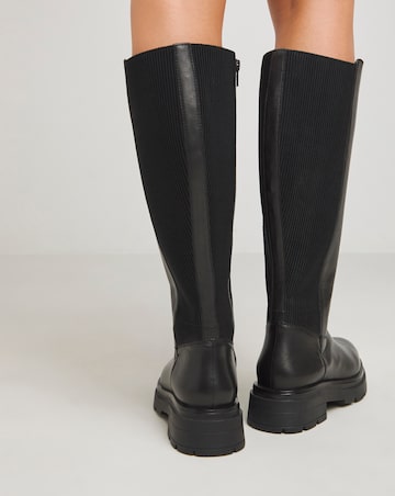 Ashleigh Leather Stretch Panel Boots - Extra Wide Fit (EEE) Standard/Curvy Calf