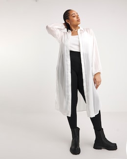 White Sheer Longline Striped Shirt