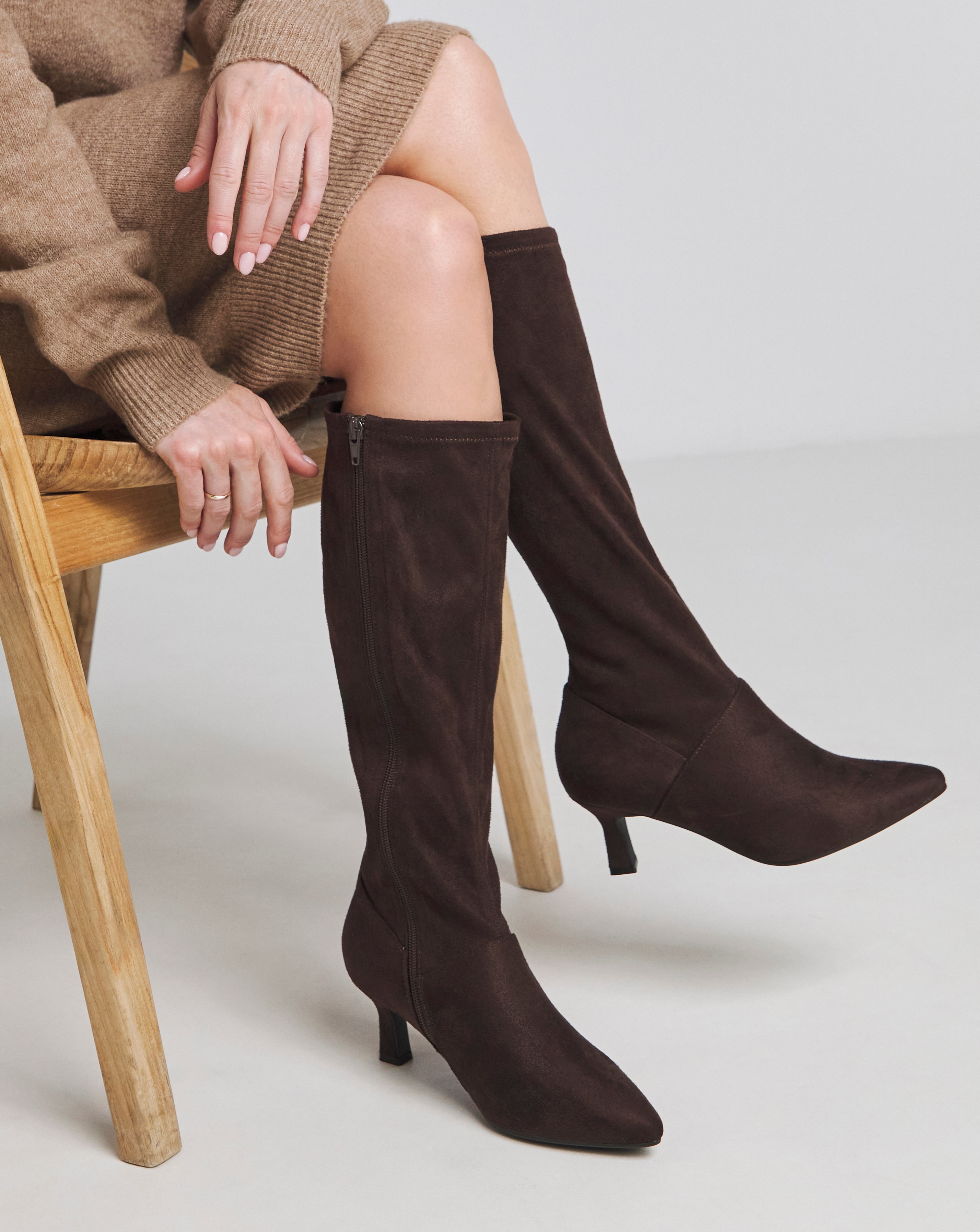 Hillary Kitten Heel High Leg Boots Standard D Fit Standard Calf Simply Be
