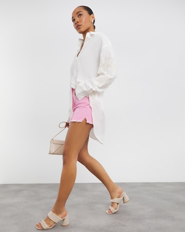 Simply Be Candy Pink Fray Hem Shorts