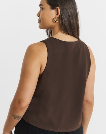 Scuba Crepe Tailored Waistcoat with Gold Button Embellishment