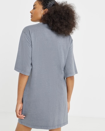 Simply Be Grey Acid Wash Cinched T-Shirt Dress