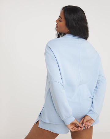 Three Quarter Zip Sweatshirt And Short Lounge Set