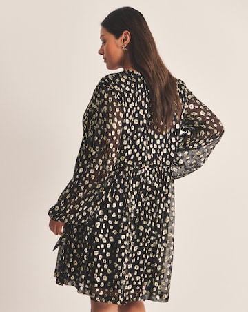Gold Animal Jacquard Smock Dress