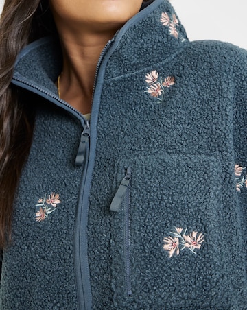 Simply Be Charcoal Bog Embroidered Floral Sweatshirt