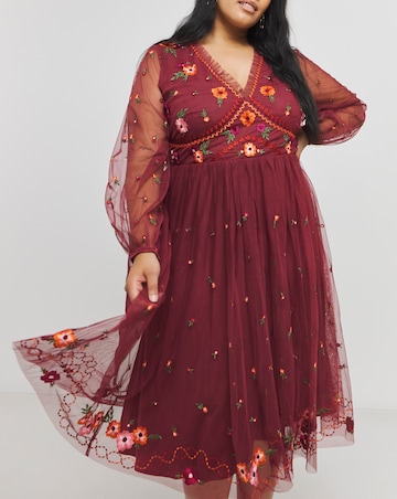 Maya Embroidered Midi Dress