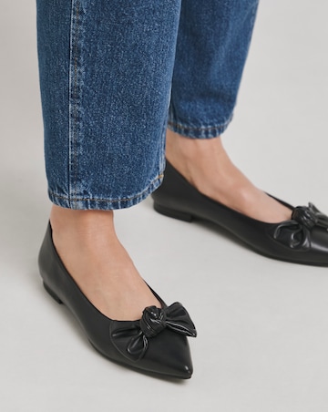 Cedar Pointed Toe Bow Ballet Flats - Wide Fit (E)