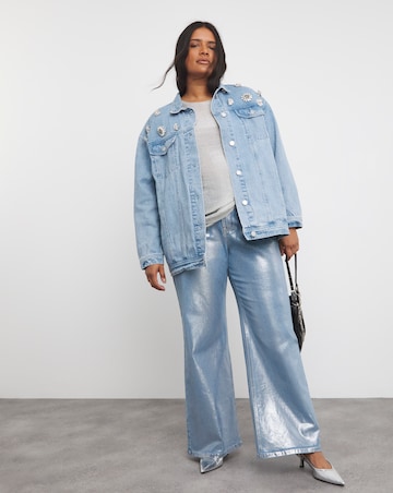 Light Wash Brooched Embellished Jacket