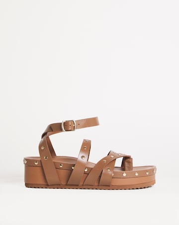 Sasha Studded Strappy Footbed Sandals - Wide Fit (E)