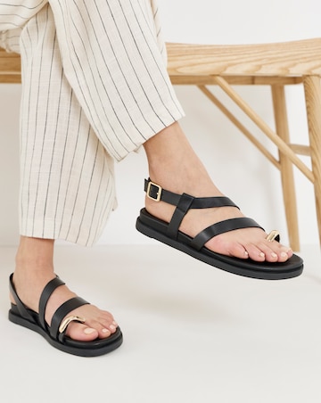 Carlota Leather Toe Hardware Footbed Sandals - Wide Fit (E)