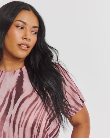 Simply Be Pink Zebra Print Mesh Relaxed Fit T-Shirt
