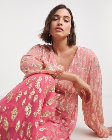 Simply Be Pink Ombre Jacquard Maxi Dress