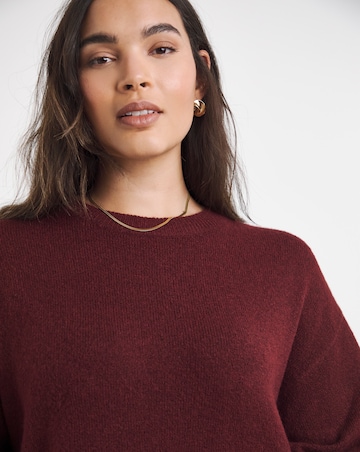 Cosy Yarn Wine Crew Neck Mini Dress