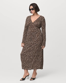 Mango Flare Sleeve Floal Midi Dress