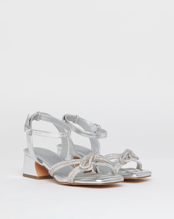 Cassia Diamante Bow Low Block Heel Sandals Extra Wide EEE Fit