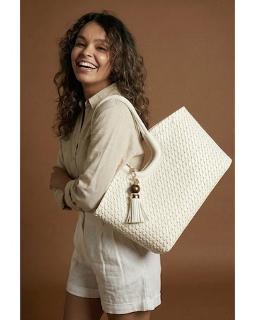 Luella Grey Lillie White Whipstitch Tote