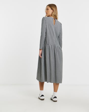 Simply Be Mono Jersey Check Drop Waist Midi Dress