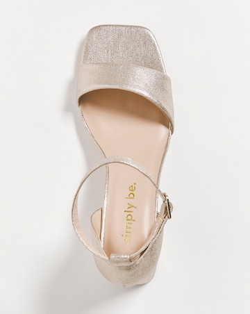 Rimona Metallic Barely There Block Heeled Sandals Ex Wide Fit