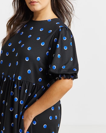Spot Print Supersoft Tiered Midi Dress