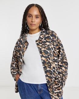 Simply Be Leopard Print Button Through Utility Jacket