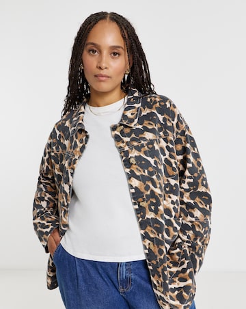 Simply Be Leopard Print Button Through Utility Jacket