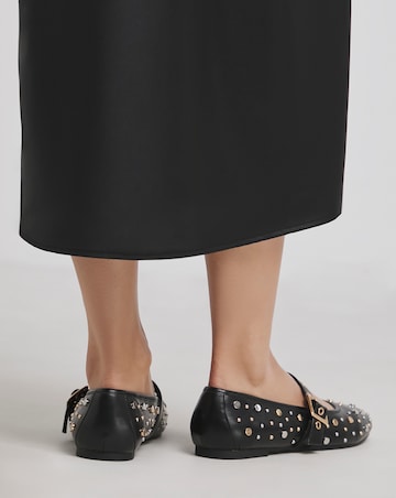 Detroit Embellished Studded Mary Jane Flat Shoes - Extra Wide Fit (EEE)