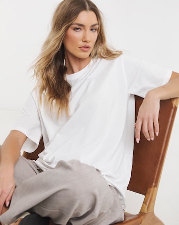 White Oversized Slouchy Crew Neck T-Shirt