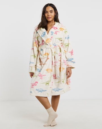 Chelsea Peers Dinosaur Print Fleece Hooded Dressing Gown