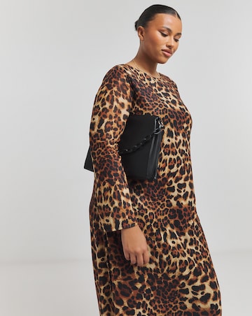 Leopard Long Sleeve Mesh Maxi Dress With Scoop Back