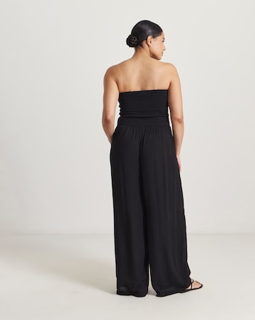 Beach To Beach Shirred Bandeau Beach Jumpsuit