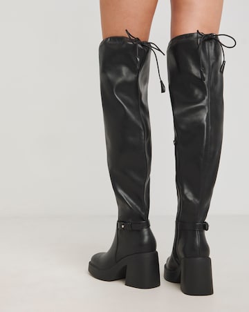 Ace Over Knee Platform Heeled Stretch Boots - Wide Fit (E) Standard/Curvy Calf