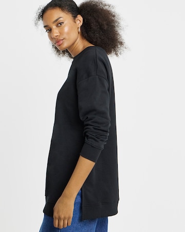 Black Side Split Sweatshirt Tunic