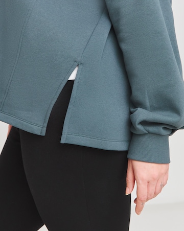 Slate Grey Piping Detail Side Split Sweatshirt