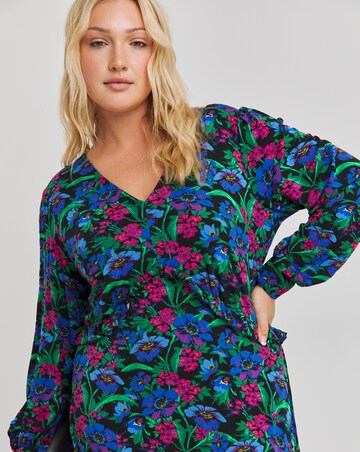 blue a line dress knee length Flutter-Sleeve A-Line Dress with Bow Back