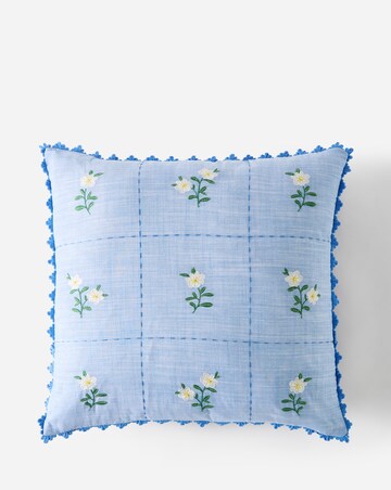 Julipa Amelia Embroidered Floral Tiles Cushion