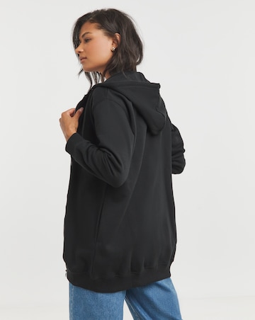 Black Core Zip Through Longline Hoodie
