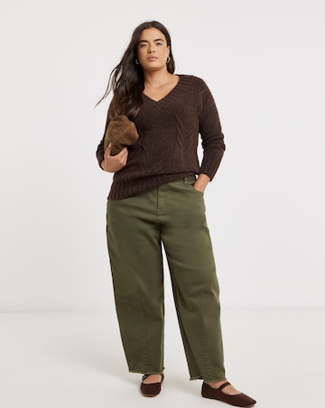 Chocolate V-Neck Cable Boucle Tunic